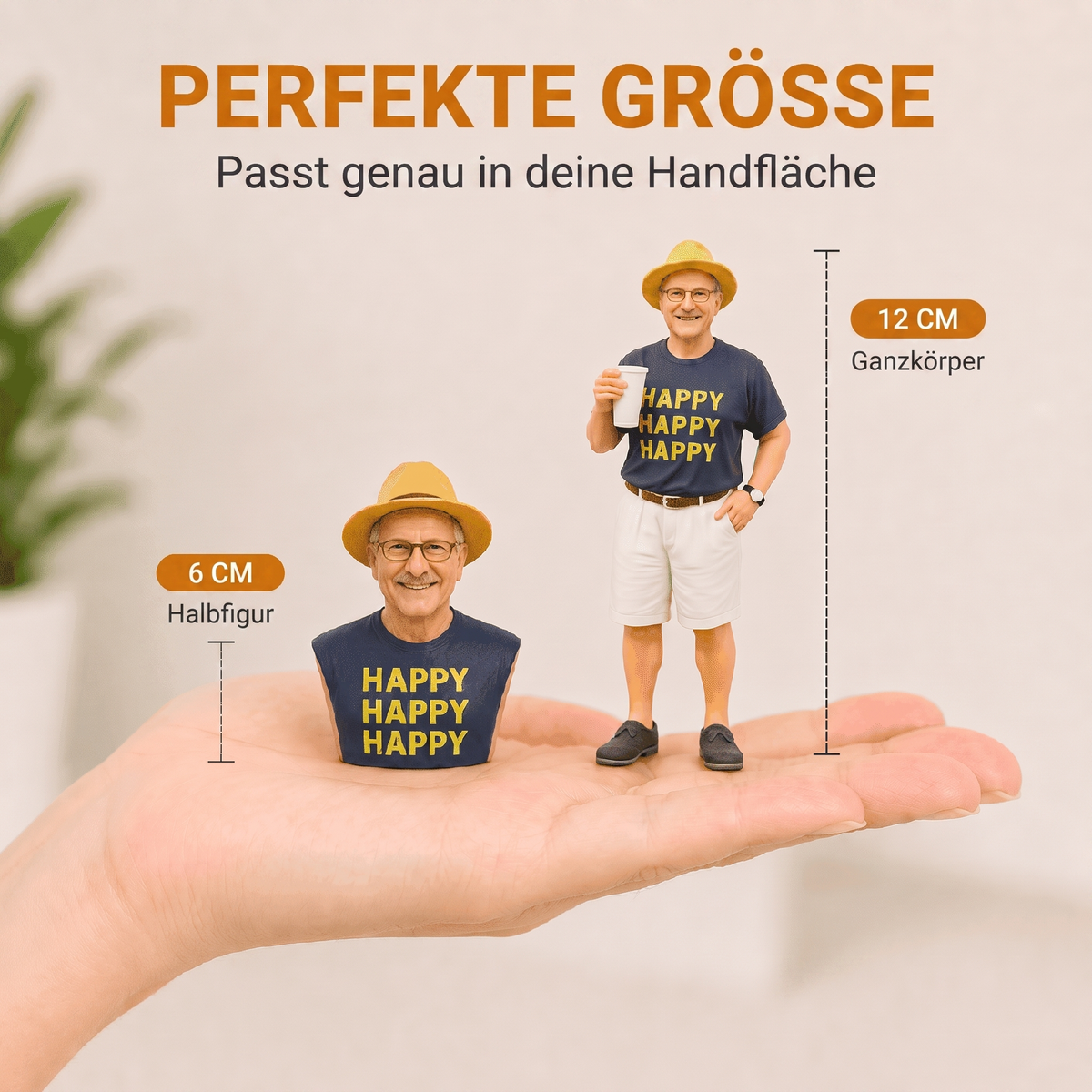Perfekte Größe – 6 cm Halbfigur und 12 cm Ganzkörper in der Handfläche