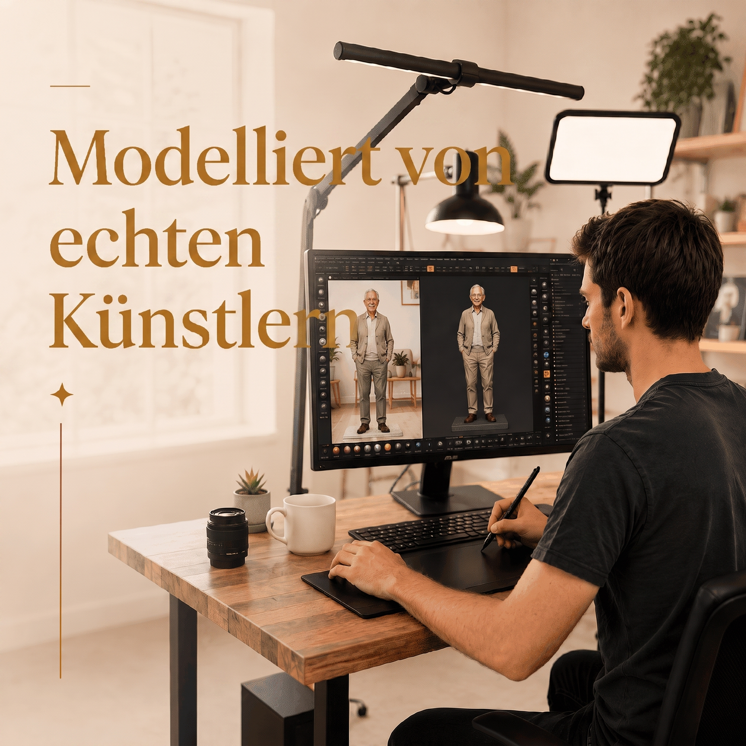 Modelliert von echten Künstlern – Künstler am 3D-Arbeitsplatz